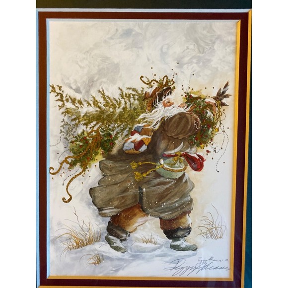 Peggy Abrams Christmas Santa Gold Tone Frame Dashing through the Snow signed - Picture 2 of 7